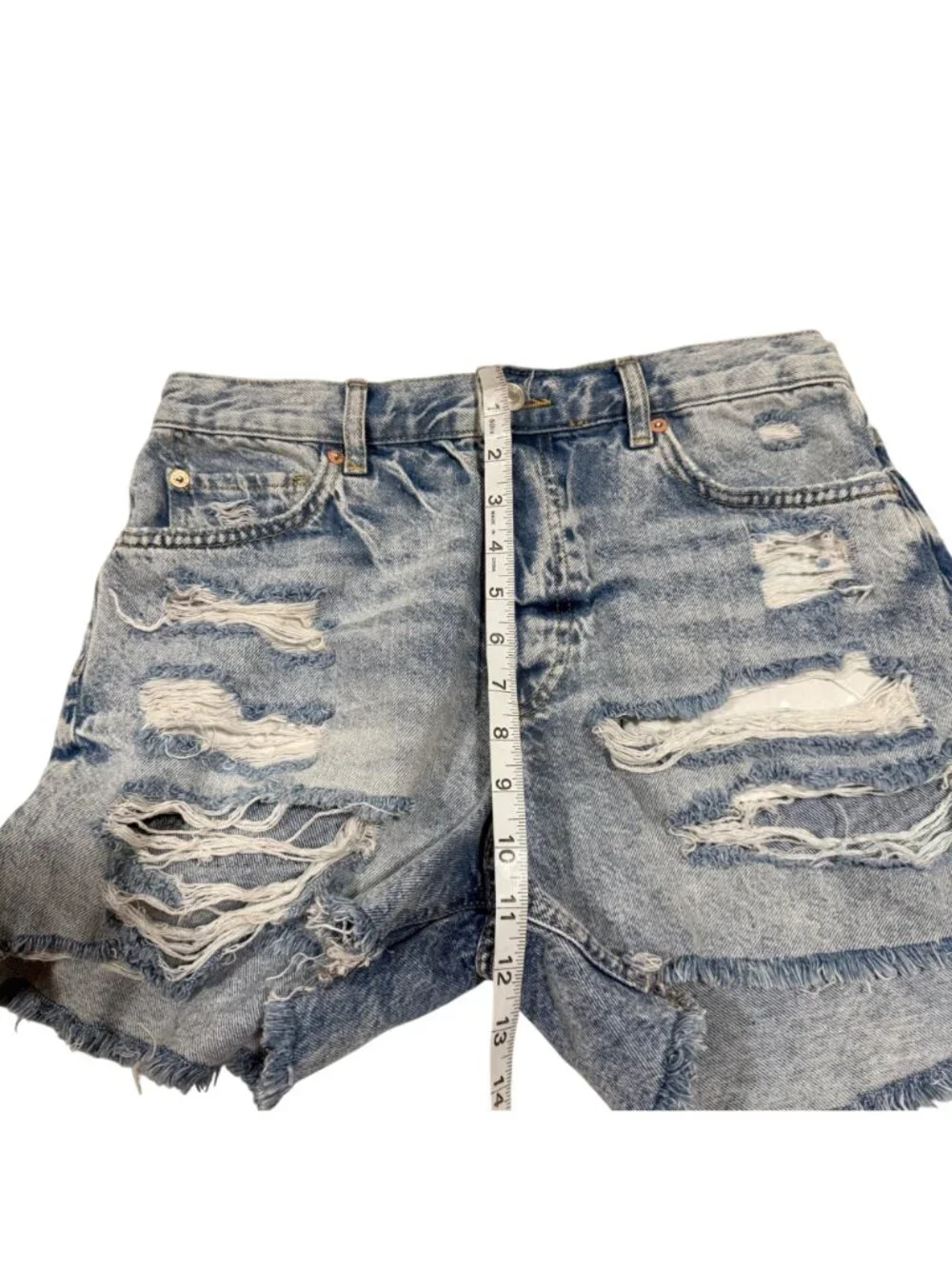 Free People We the Free Maggie Mid Rise Destressed Jean Shorts Size 28